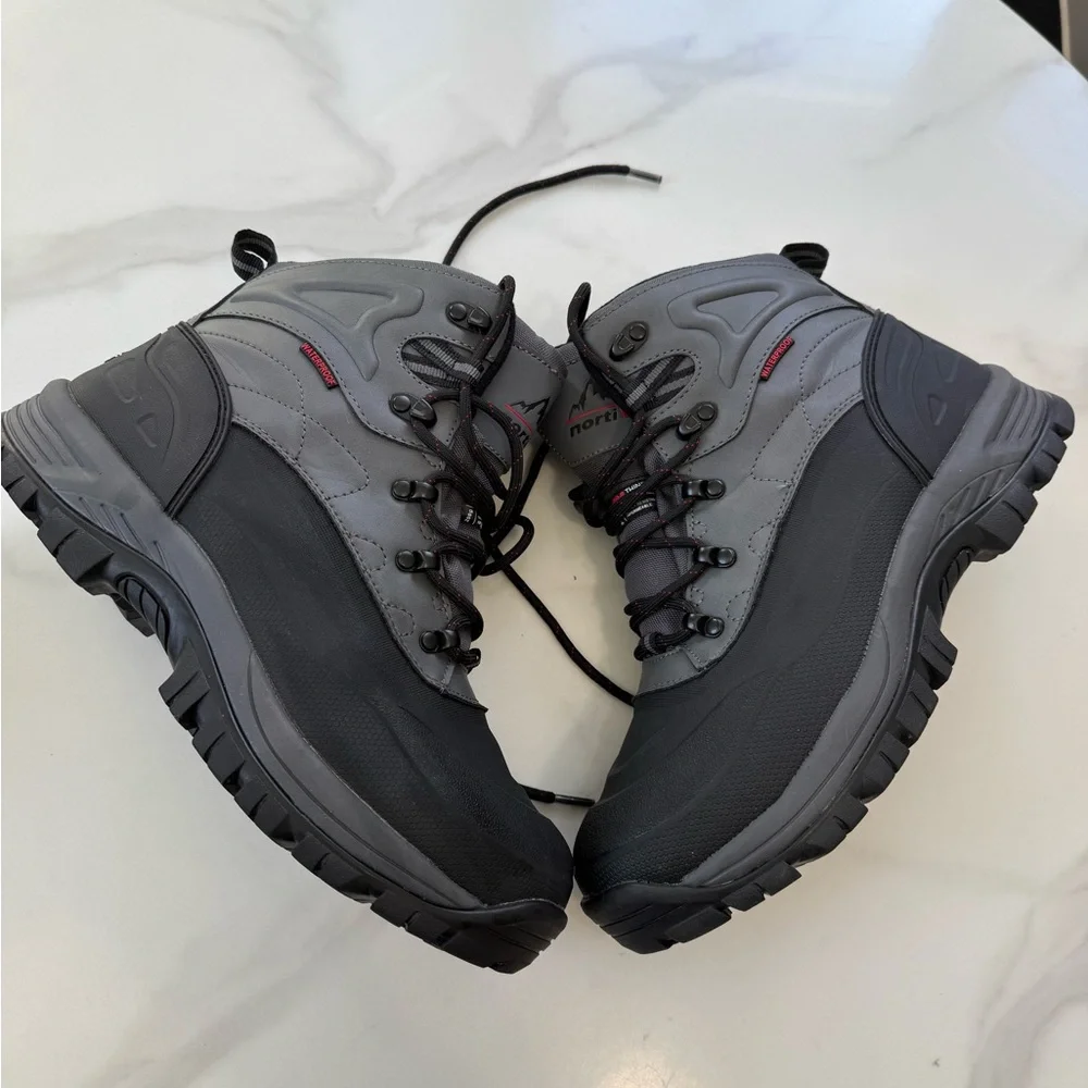 Nortiv8Men's Gray Waterproof snow Boots